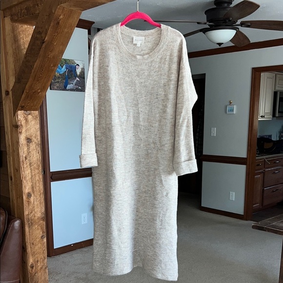 Line and Dot Oatmeal Midi Cali Sweater Dress Small - Picture 4 of 10